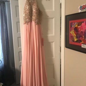 Prom dress, pink, beaded,